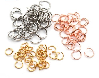 500 Stück 3.5mm/4mm/5mm/6mm/7mm/8mm/9mm/10mm Edelstahl offene/geschlossene Biegeringe, vergoldete Biegeringe zur Schmuckherstellung (BXG002)