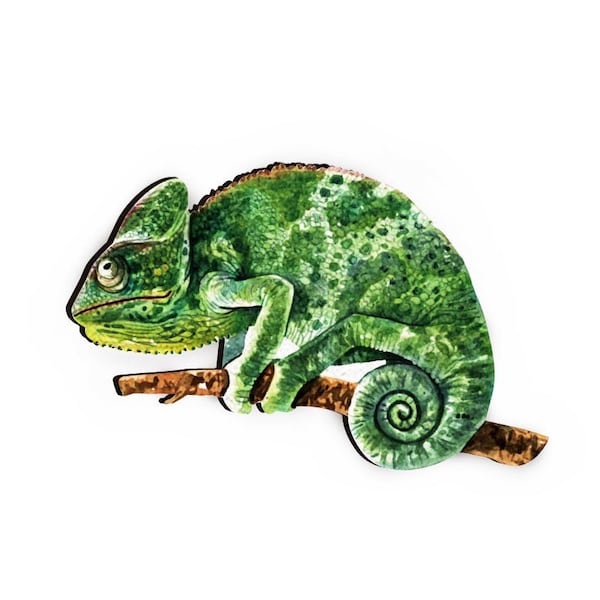 Wooden Chameleon Act Various Cute Charms, Handmade Laser Cut Wood Animals Pendants, Fit for Necklace Earrings Brooch (CW242)