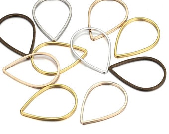 50pcs Gold/Silver Teardrop Hoop Connector - Teardrop Pendant Charms, Geometric Earrings Jewelry Making - Necklace Jewelry Findings (BXG026)
