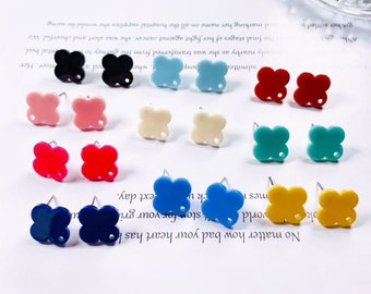 10pcs Acrylic Earrings, Valentine's Day, Clover Stud Earrings, Love Earrings with connector hole,Earrtings Findings, Jewelry Supplies(CP046)