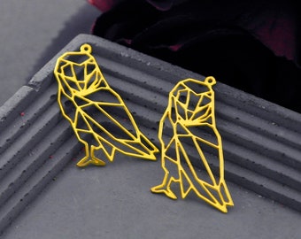 Ciondolo/pendente gufo in ottone grezzo, adatto per gioielli fai da te a forma di gufo, collana a forma di gufo, spilla a forma di animale, orecchini a forma di gufo (RD671)