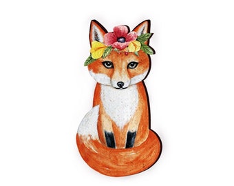 Wooden Fox Act Various Cute Charms, Handmade Laser Cut Wood Animals Pendants, Fit for Necklace Earrings Brooch (CW096)