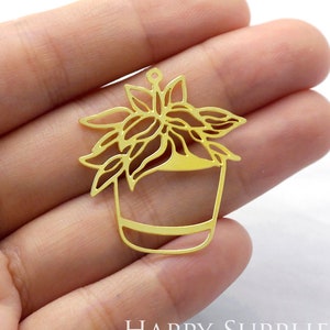 Brass Charms  Leaves Charms, Brass Findings, Raw Brass Pendants, Earrings Charms,  Brass Connectors, Making Jewelry Supplies (RD908)