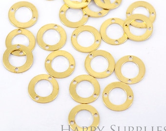 Brass Circle Charms, Circle Shaped Raw Brass Pedants - Earrings Findings - Jewlery Making - 2 Holes -10mm (NZG126)