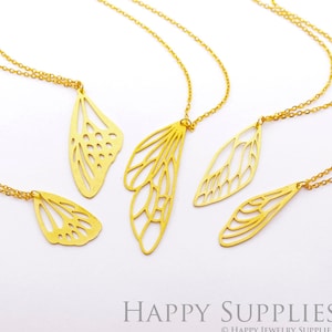 Raw Brass Dragonfly Wing Charm / Pendant, Fit For DIY Dragonfly Wing Necklace, Brooch, Dragonfly Wing Earrings (MIXRD3)