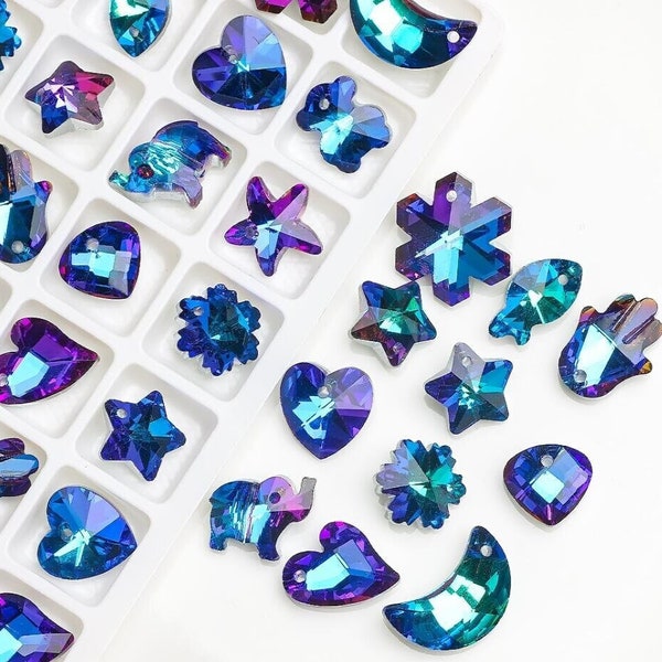 20pcs Crystal Chandelier Beads, Sun Catchers Leaded Chandelier Crystal Suncatcher Beads, Crystal Charms Pendant-AB Aurora Boreali(TR-106)