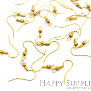 Brass Earring Hook, 100pcs Raw Brass Ear Wires, Earring Findings - Necklace Jewelry Findings - 18mm (NZG182)