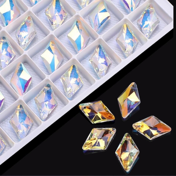 20pcs Crystal Diamond Beads, Sun Catchers Leaded Chandelier Crystal Suncatcher Beads, Crystal Charms Pendant ,AB Aurora Borealis (TR-130)