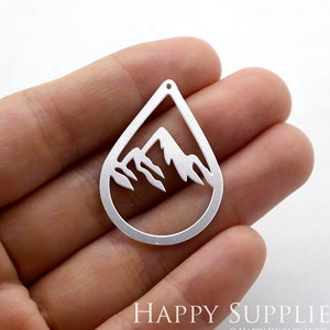 4 Stück Tropfen Berg Edelstahl Charms, Berg Stahl Charms, Teardrop Edelstahl Schmuck Lieferungen, DIY Halskette, Ohrringe (SSD1115)