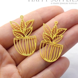 Brass Charms  Leaves Charms, Brass Findings, Raw Brass Pendants, Earrings Charms,  Brass Connectors, Making Jewelry Supplies (RD942)