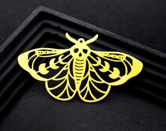 Raw Brass Charms, Moth shape Pendants, Brass Findings,Necklace Pendants, Concert Earrings,Moth Jewelry Supplies,geometry Brass Charm(RD1819)