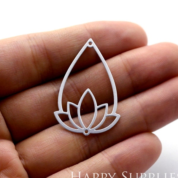 Lotus Stainless Steel Charm,Drop Pendant,Stainless Steel Findings,Necklace Pendant, Earrings Charm,Jewelry Supplies,Teardrop Charm (SSD1194)