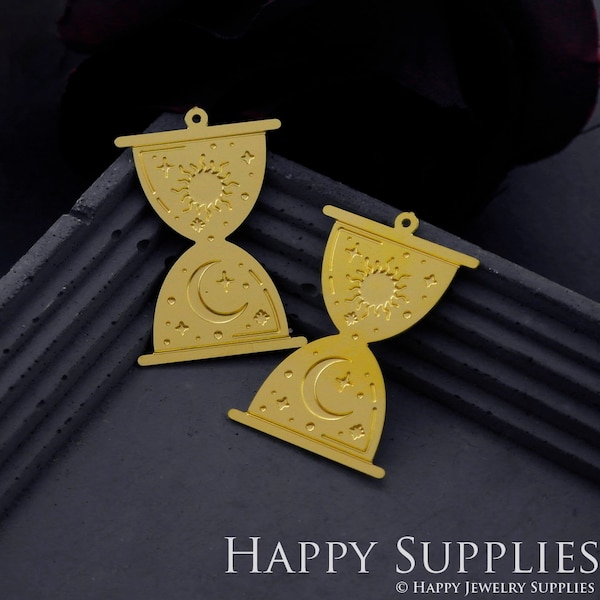 Brass Charms Hourglass Etched Charms, Brass Findings, Bar Raw Brass Earrings Charms, Brass Connectors, Making Jewelry Supplies (RD928)