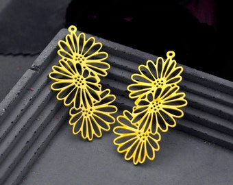 Raw Brass Charms,  Flower Pendants, Brass Findings, Necklace Pendants, Earrings Charms,  geometry Brass Charms (RD749)