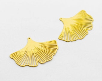 4pcs Brass Charms Ginkgo Leaf Charms, Brass Findings,Ginkgo Earrings Charms, Raw Brass Pendants Connectors, Jewelry Supplies (RD028/RD224)