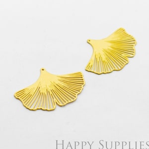 Raw Brass Ginkgo Leaf Raw Brass Charms,  Ginkgo Leaf Jewelry Brass Findings Necklace Pendants,  Ginkgo Leaf Earrings Charms (RD028)