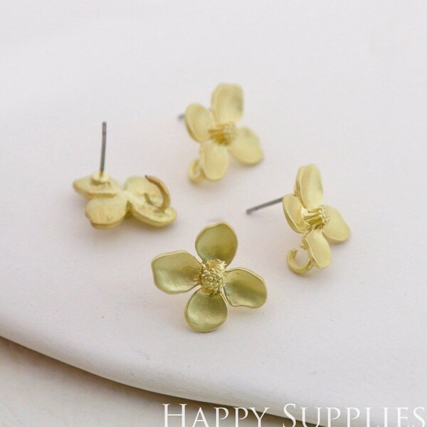 Alloy Flower Earring Stud - Matt Gold Plated Stud Earrings, Flower Earring Studs,Alloy Flower Earrings,Jewelry Supplies (KE078)