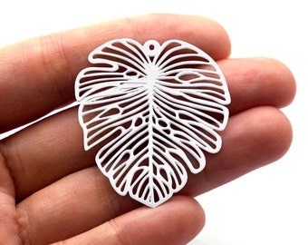 Monstera Leaf Stainless Steel Charms, Leaf Steel Charms, Monstera Leaf Stainless Steel Jewelry Supplies, DIY Necklace, Earrings (SSD652)