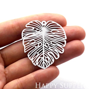 Monstera Blatt Edelstahl Charms, Blatt Stahl Charms, Monstera Blatt Edelstahl Schmuck Zubehör, DIY Halskette, Ohrringe (SSD652)