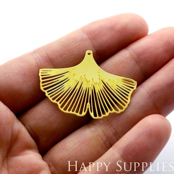 4pcs Raw Brass Ginkgo Leaf Raw Brass Charms, Ginkgo Leaf Jewelry Brass Findings Necklace Pendants,  Ginkgo Leaf Earrings Charms (RD028)