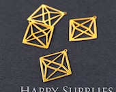 Exclusive - Raw Brass Three-Dimensional Geometric Charm Pendant, Fit For DIY Geometry Necklace, Geometric Brooch, Dangle Earrings (RD039)