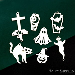 Stainless Steel Charms, Bat Pendants, Steel Findings, Necklace Pendants, Ghost Earrings, Jewelry Supplies, Halloween Charms (SSD2403)