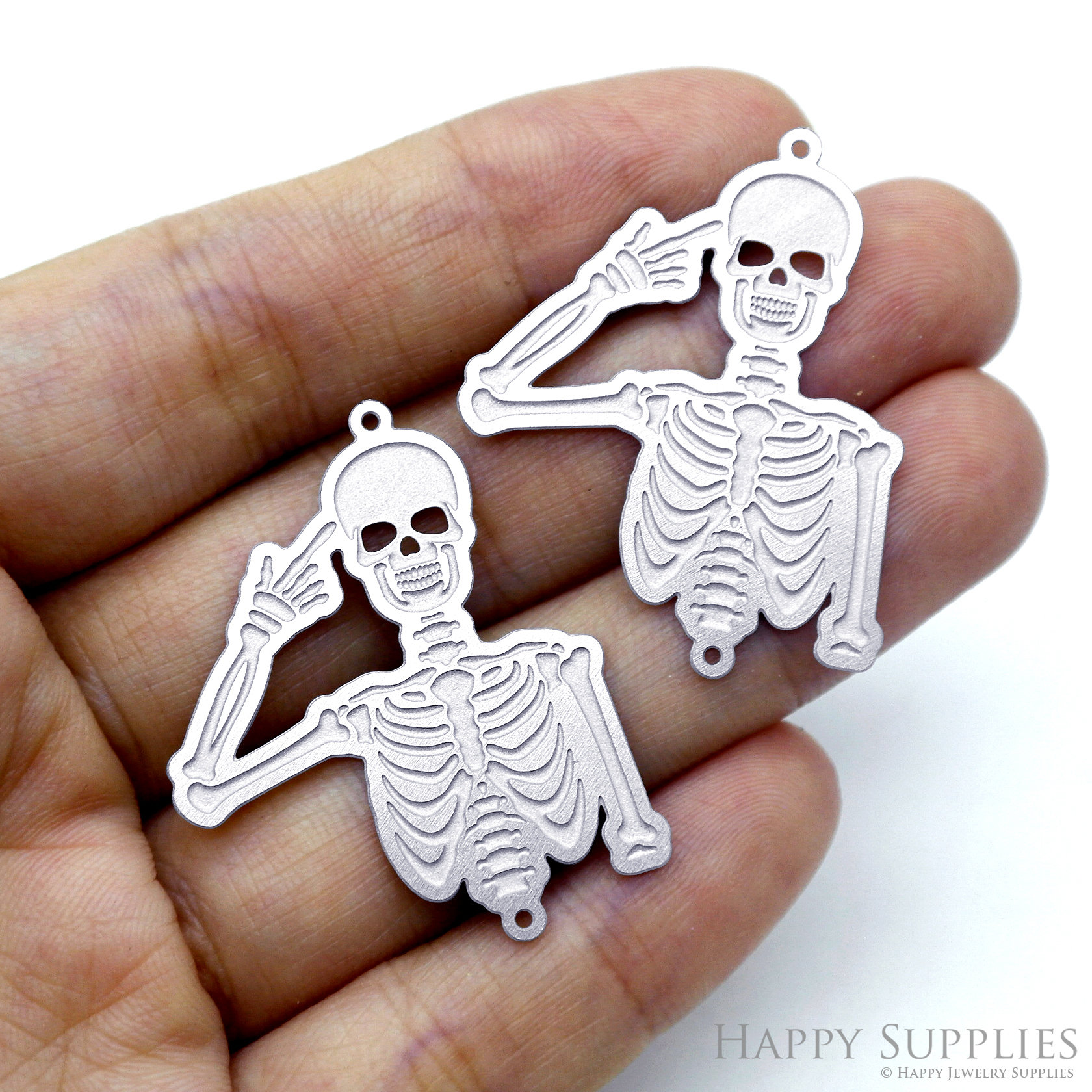 Skeleton Etched Stainless Steel Charms Skull Corroded Charms 