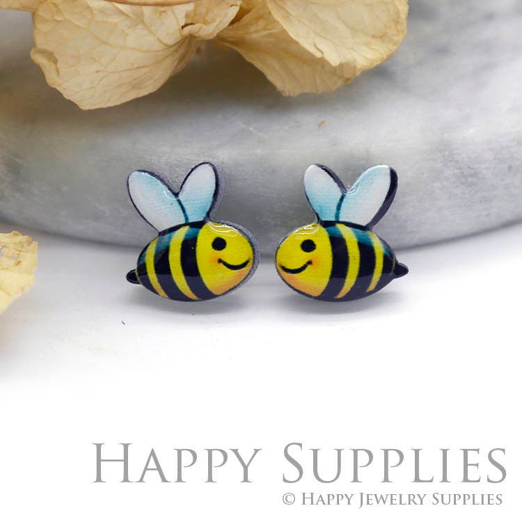 Acrylic Resin Charm Bee Acrylic Earrings Charms Resin Stud | Etsy