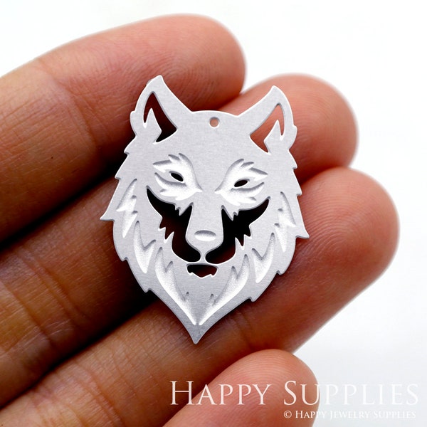 Hand Etched Stainless Steel Charms, Corroded Geometry Charms,  Wolf Stainless Steel Jewelry Supplies, DIY Necklace, Earrings (SSB487)