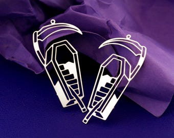 Colgante de ataúd de acero inoxidable para Halloween, colgante de ataúd, colgante para pendientes, accesorios para pendientes y collares, colgantes de ataúd, suministros para joyería (SSD2802)