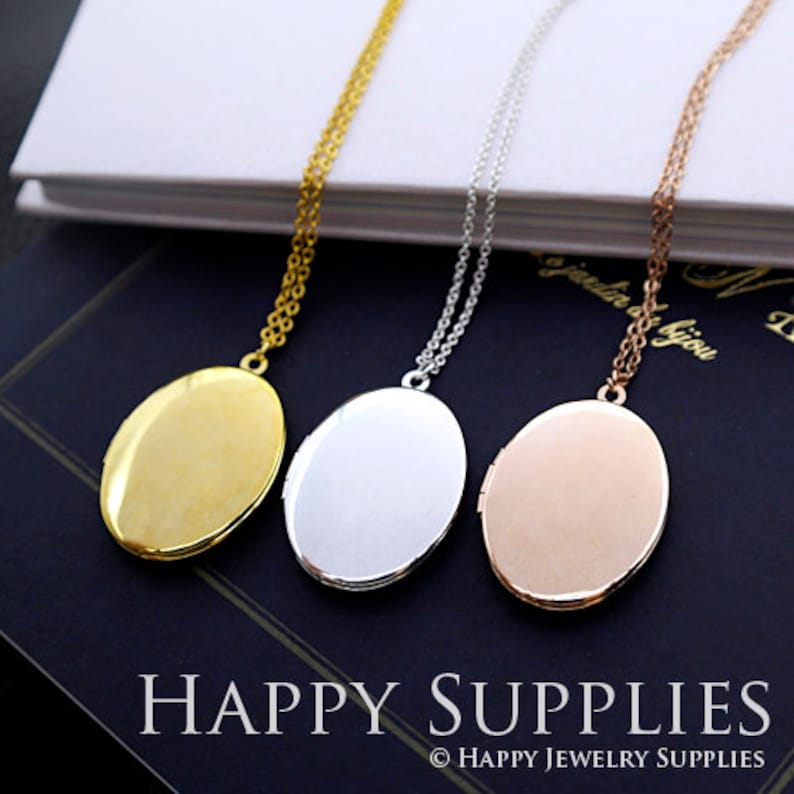 2pcs 23x29mm 17x21mm Oval Blank Golden Silver Rose Golde Plated Brass Locket Pendants Charms ZL10 Without Chain