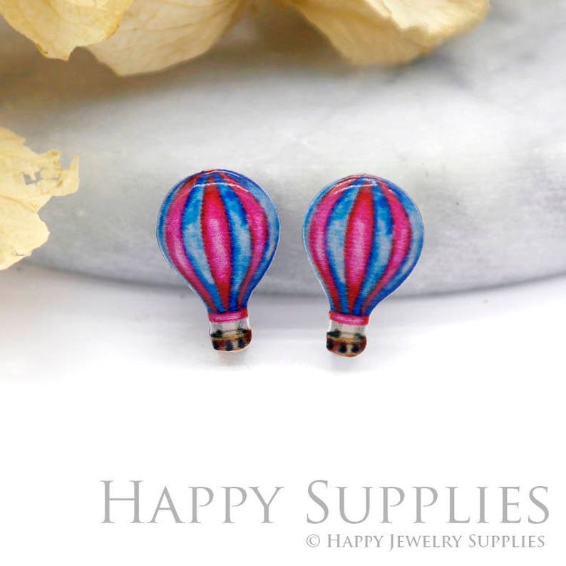AR089 Laser Cut Mini Acrylic Resin Balloon Laser Cut Jewelry Pendant Charm 2 Pairs Ring 4pcs Fit For Earring