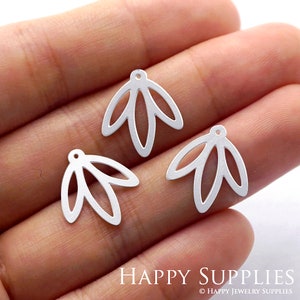 10pcs Lotus Leaf Stainless Steel Charms, Lotus Leaf Charms, Lotus Leaf Stainless Steel Jewelry Supplies, Necklace & Earrings (SSD456)