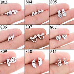 Minimalist Stainless Steel Earrings / Stud Earrings / Gold Earrings/ black Earrings / earrings studs/ stud earrings for women ZE585 image 5