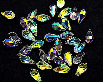 Mini larme pour attrape-soleil Aura, petite goutte de cristal AB, aurora boréale, prisme arc-en-ciel, lustre en verre de cristal (TR-113)