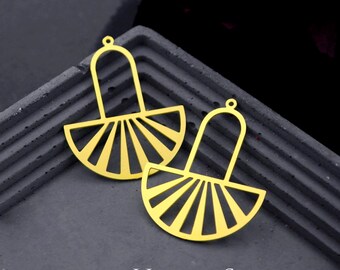 Brass Charms Door Charms, Brass Findings, Raw Brass Pendants, Geometric Earrings Charms, Brass Connectors, Making Jewelry Supplies (RD828)