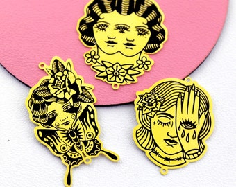Brass Earring Charms, Engraving Charms, Girl Charms,Butterfly Jewelry Supplies, Earrings Charms, Necklace Pendants,Jewelry Supplies (ERD495)