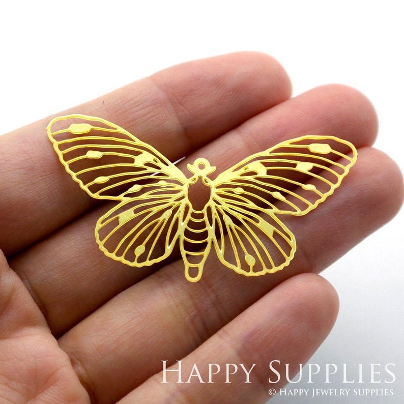 Raw Brass Charm,Moth Pendant,Brass Findings,Necklace Pendant,Earrings Charm,Jewelry Supply,Butterfly Brass CharmRD0003 image 5