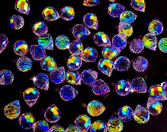 100 piezas de bolas de cristal para atrapasoles Aura Bola de cristal pequeña AB Prisma Aurora Boreal Creador de arcoíris Lámpara de araña Cristal de vidrio, atrapasoles (TR-108)