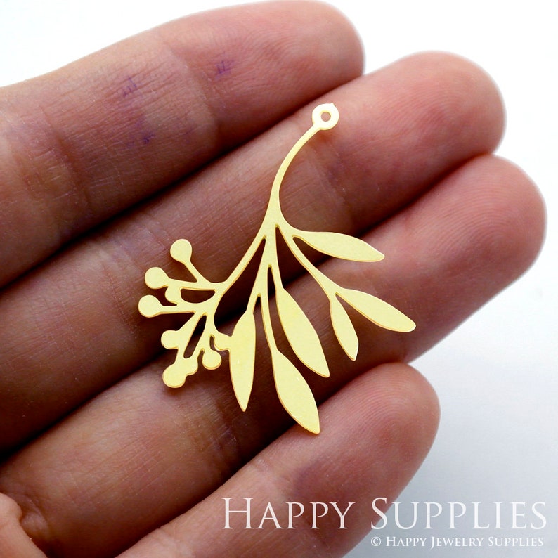 Raw Brass Charms, Leaf Pendants, Brass Findings, Necklace Pendants, Earrings Charms, Jewelry Supplies, Leaf Brass Charms RD1537 image 1