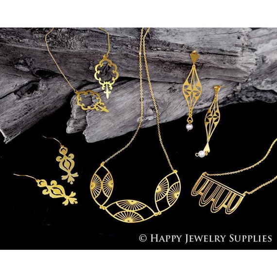 Raw Brass Geometry Charms Geometry Pendants Geometry Earrings