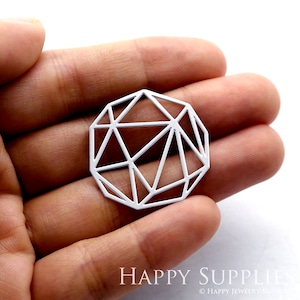 May include: A white geometric pendant with a complex, open design. The pendant is a polygon shape with multiple triangular and quadrilateral cutouts. The text "HAPPY SUPPLIES" is visible at the bottom of the image.