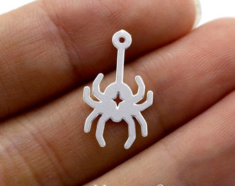 10pcs Stainless Steel Charms, Spider Charms, Steel Findings, Necklace Charms, Earrings, Geometry Steel Charms (SSD1410)