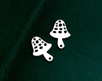 10pcs Stainless Steel Charms, Mushrooms Charms, Star Steel Findings, Necklace Charms, Earrings, Mushrooms Steel Charms (SSD2386)