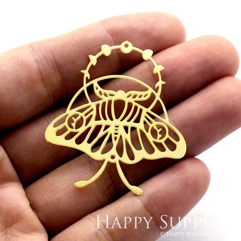 Raw Brass Charm,Moth Pendant,Brass Findings,Necklace Pendant,Earrings Charm,Jewelry Supply,Butterfly Brass CharmRD0003 RD1341