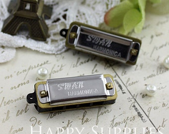 Mini Silver Vintage Style Harmonica Pendants (H01S)