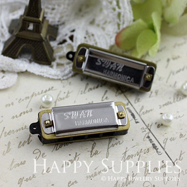 Mini Silver Vintage Style Harmonica Pendants (H01S)