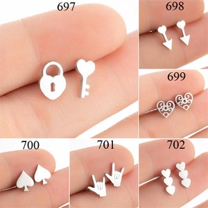 Minimalist Stainless Steel Earrings / Stud Earrings / Gold Earrings/ black Earrings / earrings studs/ stud earrings for women ZE581 image 6