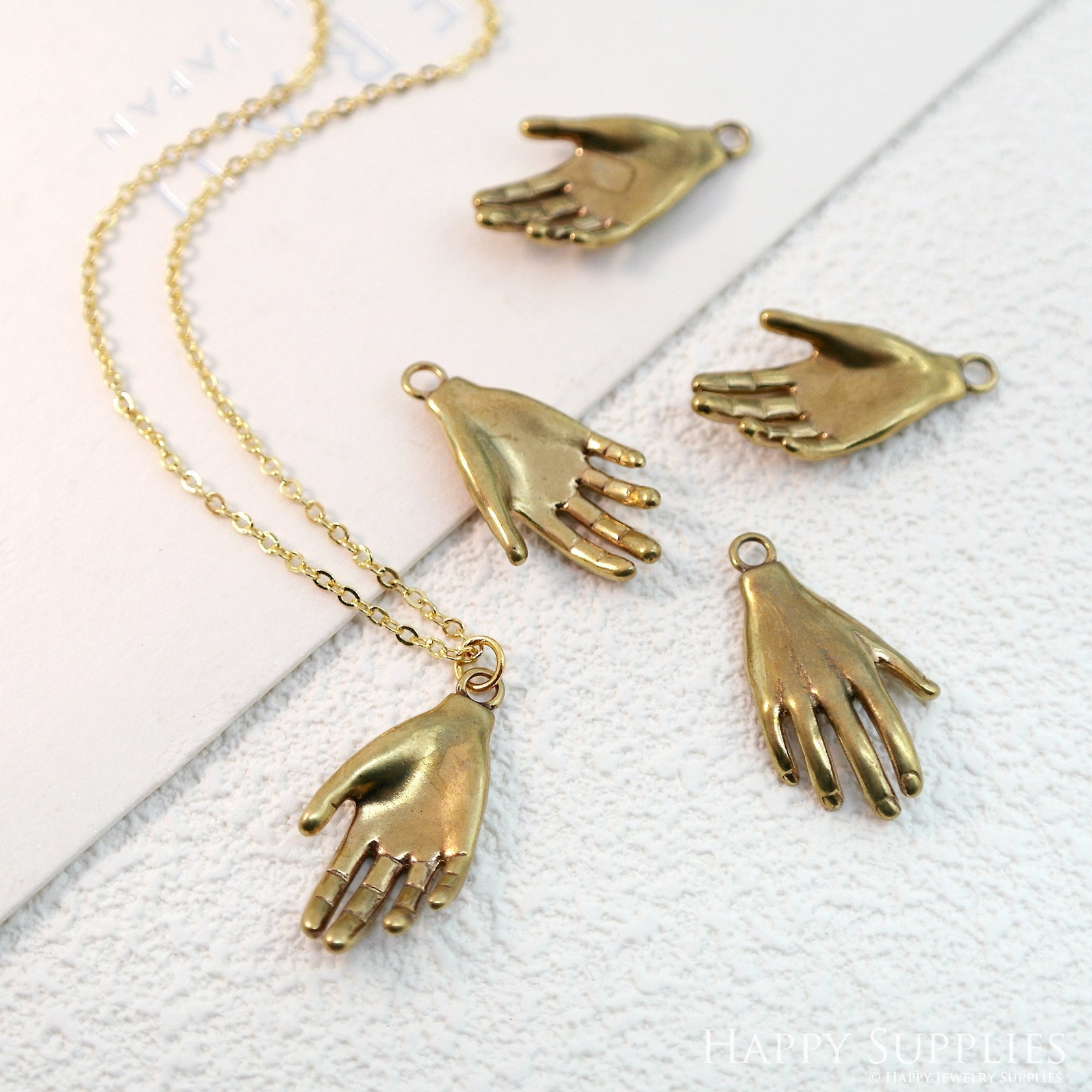 Brass Hand Earring Charms, Hand Pendant, Brass Findings