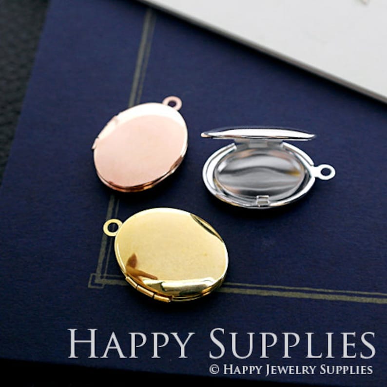 2pcs 23x29mm 17x21mm Oval Blank Golden Silver Rose Golde Plated Brass Locket Pendants Charms ZL10 Without Chain